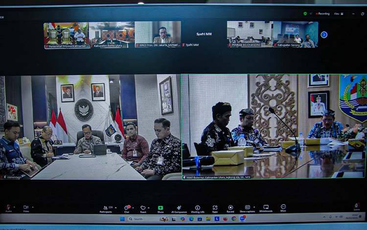 Suasana Monev APBD 2025 yang diselenggarakan secara virtual, bersama pemerintah daerah termasuk Kalteng. (FOTO:RWD)