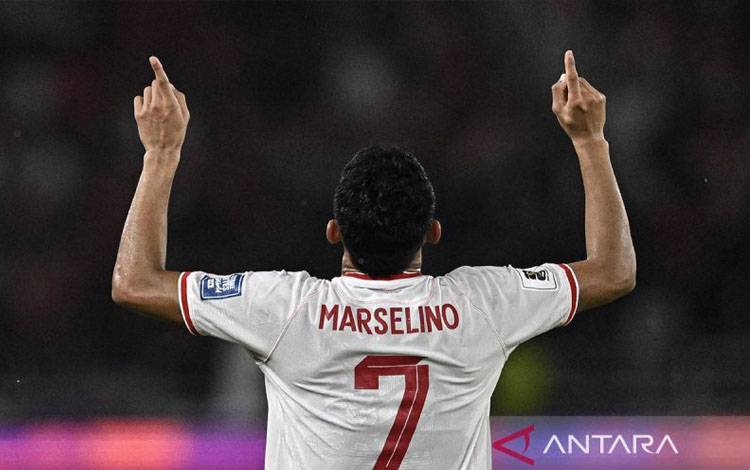 Pesepak bola Timnas Indonesia Marselino Ferdinan. ANTARA FOTO/Aprillio Akbar/YU/am