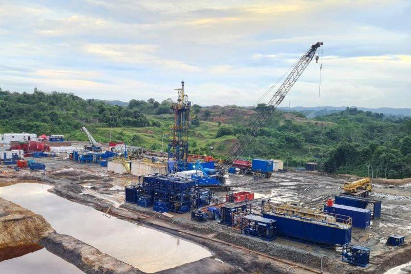 Lokasi pemboran Eksplorasi Sumur Helios D1 (HLX-D1) PT Pertamina Hulu Sanga Sanga bagian dari Regional 3 Kalimantan Subholding Upstream Pertamina. Sumur Helios D1 (HLX-D1) di Kecamatan Sangasanga, Kabupaten Kutai Kartanegara, Kaltim, pada 2023. ANTARA/HO-Pertamina.