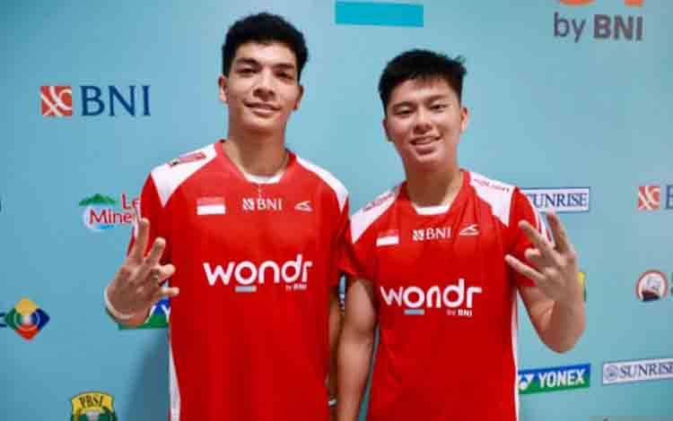 Pasangan ganda putra Indonesia Alexius Ongkytama Subagio/Aquino Evano Keneddy Tangka melangkah ke babak utama Indonesia International Challenge I 2025 yang berlangsung di GOR Among Rogo, Yogyakarta, Selasa. (11/11/2025). ANTARA/HO-PBSI.
