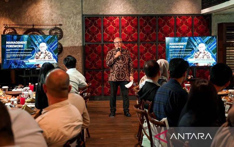 Sudaryono, Direktur PT Solusi Monitoring Indonesia, menyampaikan Foreword pada acara Geotab Dine & Connect` yang berlangsung di Jakarta, Rabu (19/11/2025). ANTARA/HO-SMI