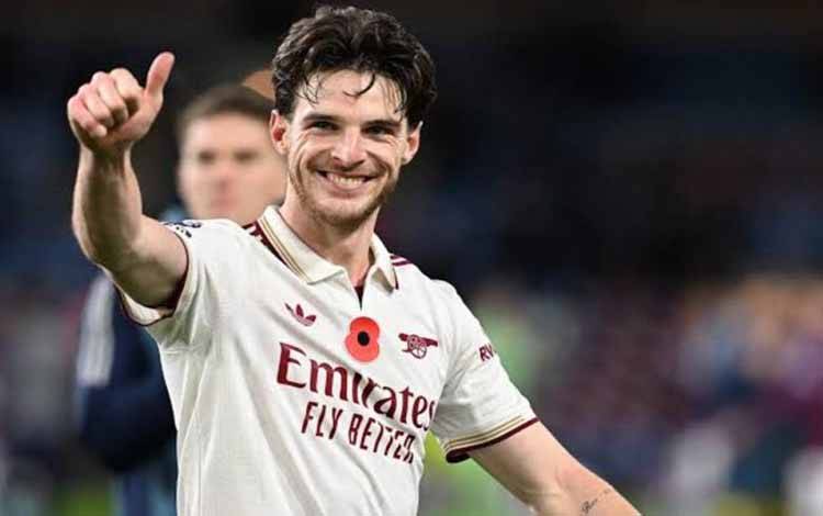 Gelandang Arsenal asal Inggris, Declan Rice. Arsenal.com