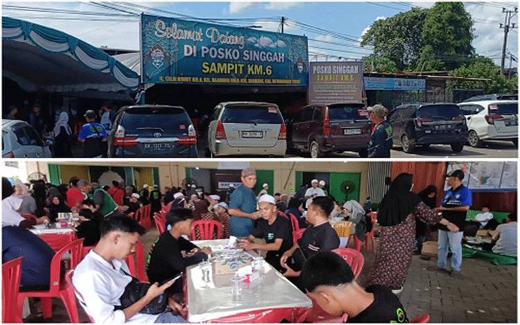 Posko Haul Guru Sekumpul di Jalan Tjilik Riwut Km 6 Sampit, Kabupaten Kotawaringin Timur. (FOTO: DEWIP)