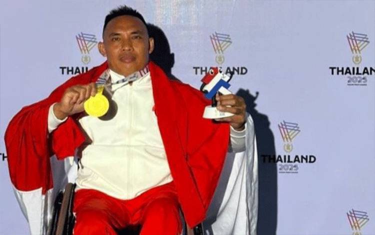 Riadi Saputra atlet asal Serdang Bedagai, Sumatera Utara menyumbang emas di ASEAN Para Games (APG) 2025 Thailand di nomor lempar cakram (Mens Discus Throw) Sabtu, (24/1/2025). ANTARA/HO (ANTARA/HO-)