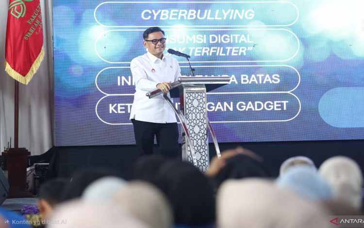 Gubernur Lembaga Ketahanan Nasional Republik Indonesia (Lemhannas RI) Ace Hasan Syadzily saat memberikan kuliah umum dalam acara _Lemhannas Goes to Campus di Institut Syekh Abdul Halim Hasan (INSAN) Binjai, Sumatera Utara, Jumat (30/1/2026). ANTARA/Ho-Humas Lemhannas