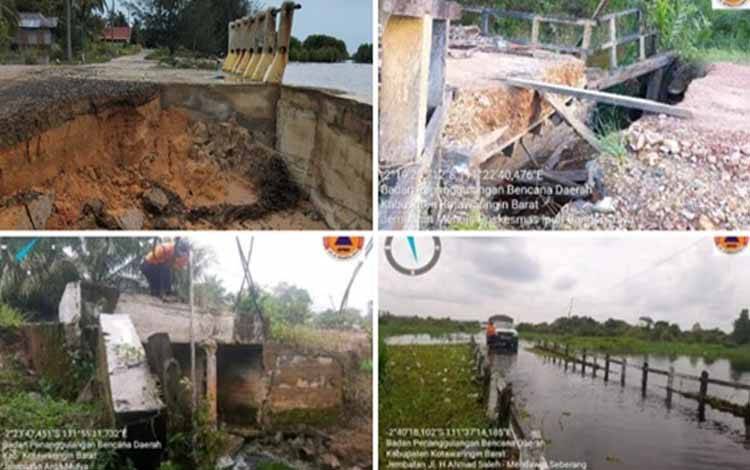 Kondisi infrastruktur yang rusak diterjang banjir di lima kexamatan di Kabupaten Kotawaringin Barat, 19 September 2025