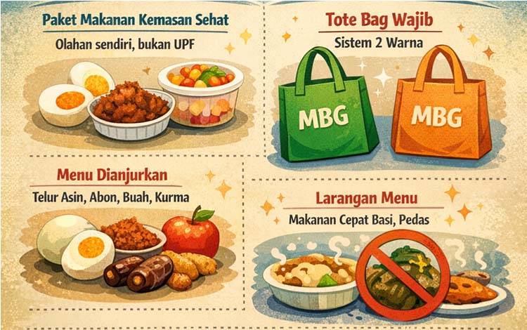 Ilustrasi MBG selama Ramadan yang dihimbau berdasarkan Surat Edaran Kepala Badan Gizi Nasional Nomor 3 Tahun 2026. (FOTO: AI Folax/ Sabri)