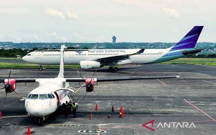 Ilustrasi - Pesawat Garuda Indonesia di Bandara Internasional Ngurah Rai Bali. ANTARA/Harianto