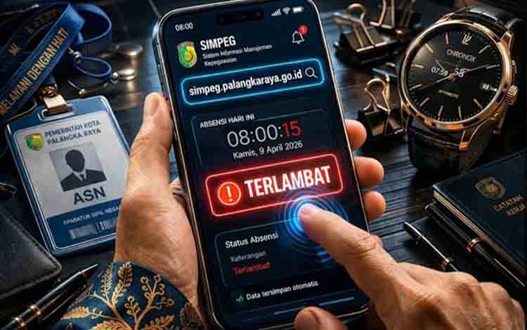 Tangkapan layar absensi digital Pemko Palangka Raya. (FOTO: MARINI)