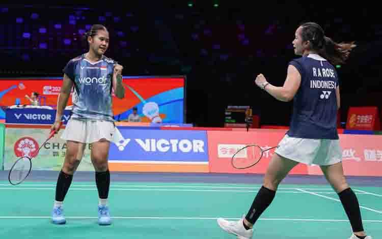 Ganda putri Indonesia Rachel Allessya Rose/Febi Setianingrum di babak 16 besar Badminton Asia Championships 2026 di Ningbo Gymnasium, Ningbo, Kamis (09/04/2026). (ANTARA/HO-PBSI)