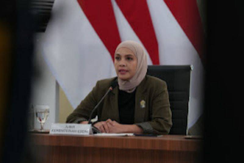 Juru Bicara Kementerian ESDM Dwi Anggia dalam konferensi pers percepatan program strategis pemerintah di Auditorium Badan Komunikasi Pemerintah, Jakarta, Rabu (17/6/2026). (ANTARA/HO-Badan Komunikasi Pemerintah)