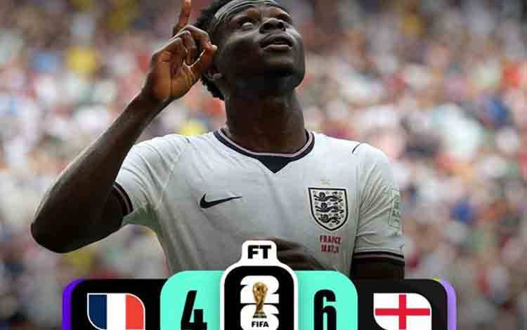 Inggris sukses mengamankan tempat ketiga Piala Dunia 2026 setelah mengalahkan Prancis 6-4 dalam pertandingan yang berlangsung di Stadion Miami, Amerika Serikat pada Minggu. (X/FIFAWorldCup)
