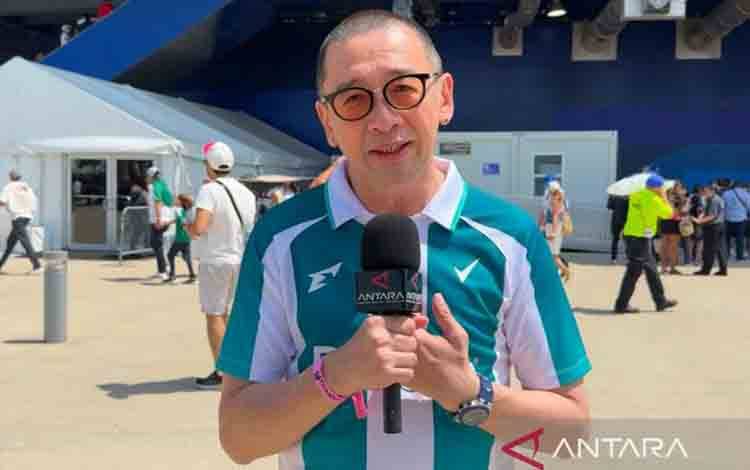 Justinus Laksana atau Coach Justin saat ditemui di Stadion New York New Jersey, Amerika Serikat, Minggu (19/7/2026), menjelang laga final Piala Dunia 2026 Argentina versus Spanyol. (ANTARA/Michael Siahaan)