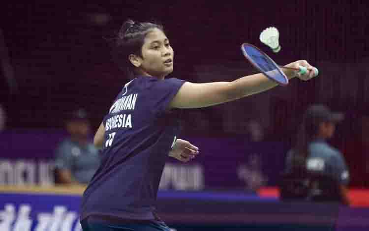 Tunggal putri Indonesia Thalita Ramadhani Wiryawan saat melawan pemain asal Korea Selatan An Se Young pada babak 32 besar Kejuaraan Dunia BWF 2026 di New Delhi, India, Rabu (19/8/2026). Thalita kalah dengan skor 15-21, 11-21. (ANTARA/HO-PBSI)