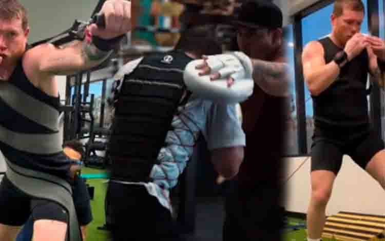 Foto mantan juara sejati kelas super menengah Saul "Canelo" Alavarez menjalani latihan dalam laman World Boxing Council (WBC) yang dipantau di Jakarta, Kamis (20/8/2026). Laman resmi WBC
