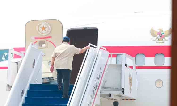 Presiden Prabowo Subianto bertolak menuju Kalimantan melalui Lanud Halim Perdanakusuma, Jakarta, Sabtu (22/8/2026), untuk memimpin langsung penanganan kebakaran hutan dan lahan. ANTARA/HO-BPMI Sekretariat Presiden