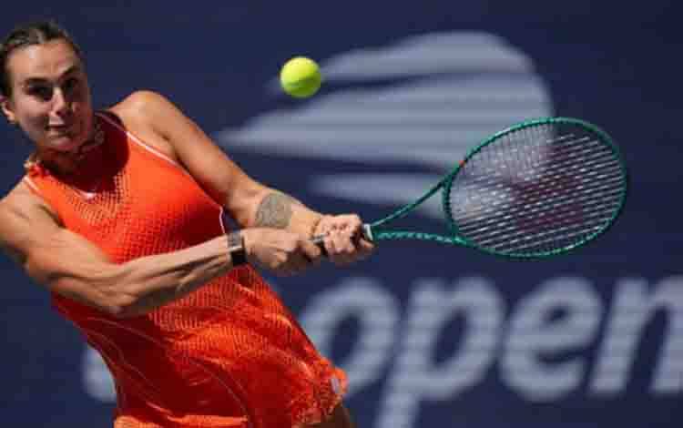 Aryna Sabalenka beraksi pada perempat final US Open 2026 melawan petenis Ceko Linda Noskova di New York, Amerika Serikat, Selasa (8/9/2026). (US Open)