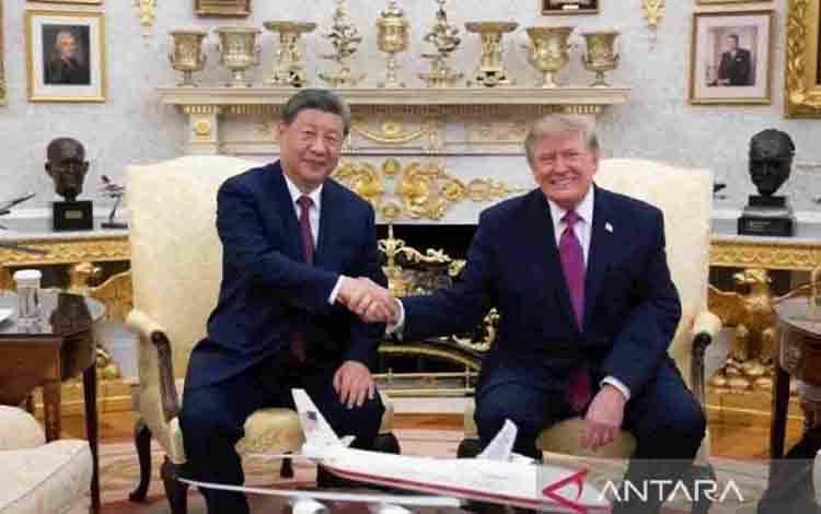 Presiden Xi Jinping bertemu dengan Presiden Donald Trump di Gedung Putih, Washington DC, Amerika Serikat pada Kamis (24/9/2026). (ANTARA/HO-Pemerintah China)