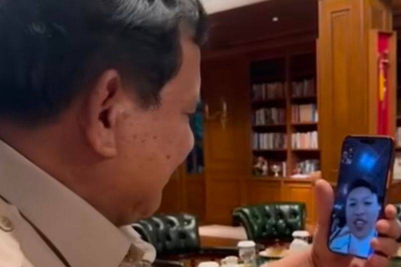 Tangkapan layar - Presiden Prabowo Subianto (kiri) menelepon lifter Indonesia Rahmat Erwin Abdullah dari kediaman Kepala Negara di Padepokan Garuda Yaksa, Hambalang, Bogor, Jawa Barat, Sabtu (26/9/2026). ANTARA/Instagram/@sekretariat.kabinet