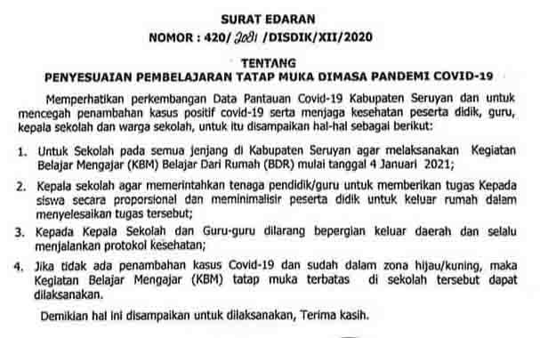 Pemkab Seruyan Masih Berlakukan Belajar Dari Rumah