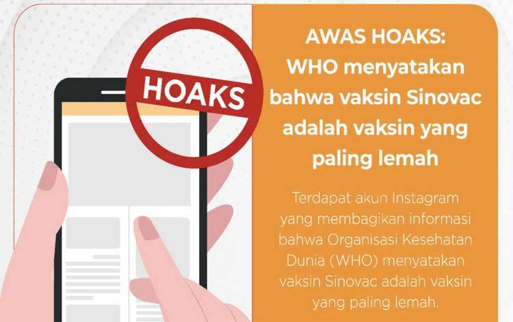 Hoax: Info Vaksin Sinovac Paling Lemah