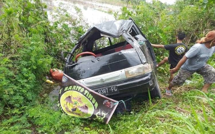 Rombongan Ikatan Bikers Bartim Kecelakaan Saat Kirim Bantuan Bencana Banjir Kalsel