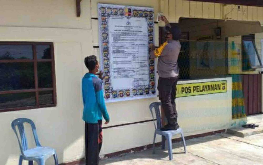 Polsubsektor Tamban Catur Pasang Baliho Maklumat Kapolda Kalteng Terkait Karhutla, Ini Tujuannya