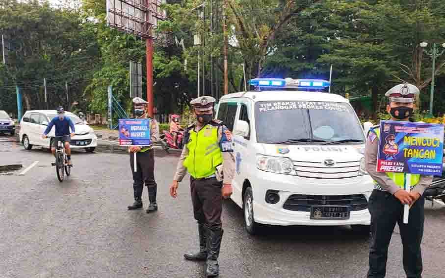 Satlantas Polresta Palangka Raya Gencarkan Sosialisasi Prokes
