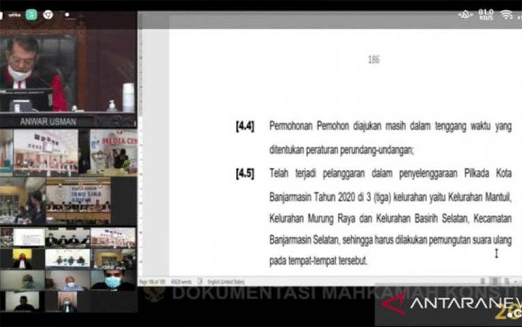 MK Putuskan PSU Pilkada Kota Banjarmasin di Tiga Kelurahan