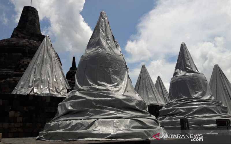 BKB Pertahankan Sementara Penutup Stupa Candi Borobudur