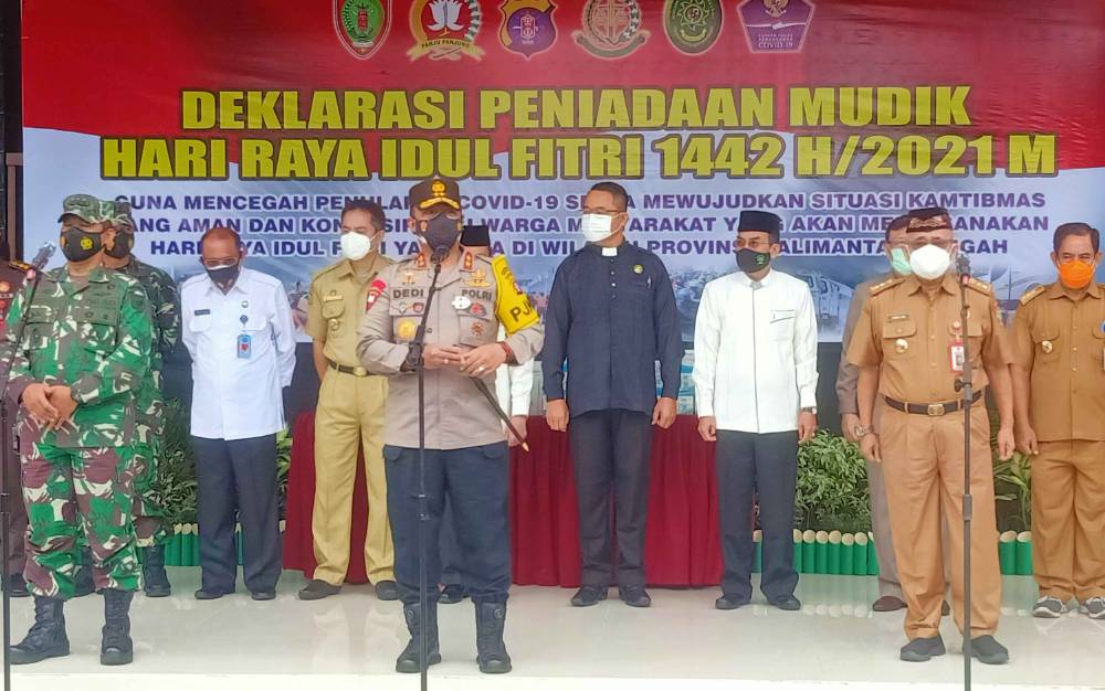 Kapolda Kalteng Pimpin Deklarasi Peniadaan Mudik Lebaran 2021