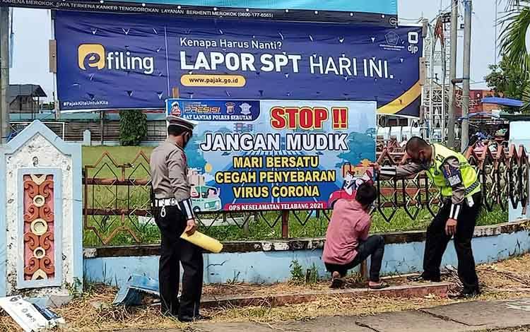 Satlantas Polres Seruyan Gencarkan  Sosialisaikan Larangan Mudik