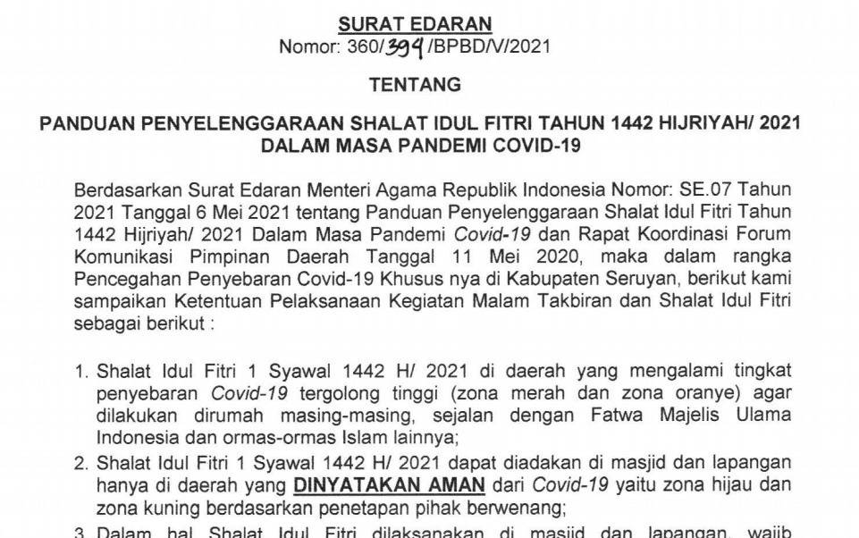 Pemkab Seruyan Bolehkan Salat Idul Fitri untuk Zona Hijau dan Kuning
