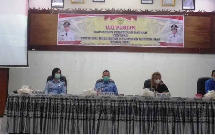 Pemkab Gunung Mas Lakukan Uji Publik Raperda Protokol Kesehatan