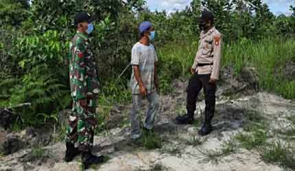 Personel Polsek Timpah dan Koramil Patroli Terpadu Pantau Lokasi Rawan Karhutla