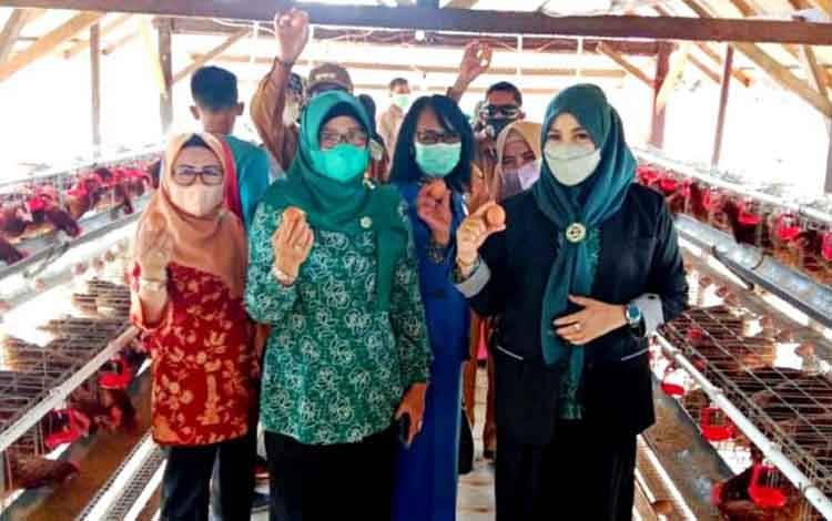 Ketua TP PKK Balangan Kunjungi Peternakan Ayam Petelur di Desa Hajak