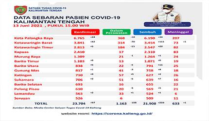 Satgas Covid-19 Catat 204 Orang Kalteng Sembuh Covid-19
