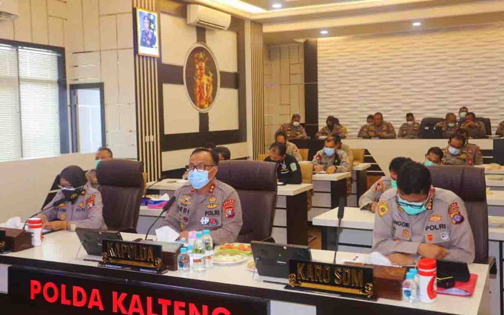Polda Kalteng Ikuti Vicon dengan Wakapolri Bahas Peringatan HUT Bhayangkara ke 75