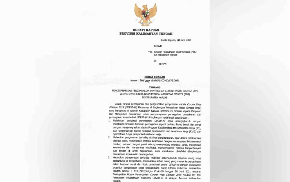 PBS di Kapuas Diminta Lakukan Pencegahan dan Pengendalian Covid-19