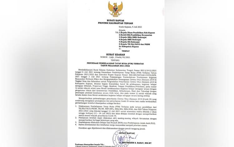 Pembelajaran Tatap Muka Terbatas Ditunda di Kapuas