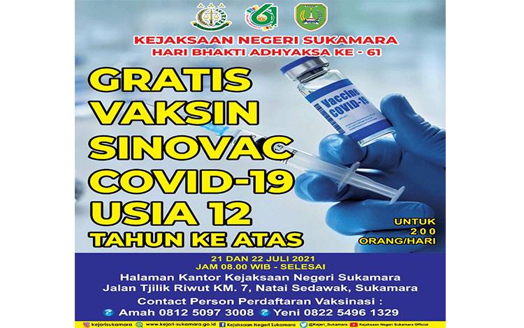 Kejari Sukamara akan Gelar Vaksinasi Anak-anak 12 Tahun Keatas
