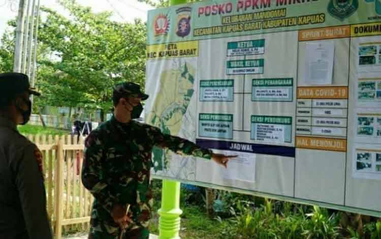 Dandim 1011 Kuala Kapuas Cek Posko PPKM Desa dan Kelurahan