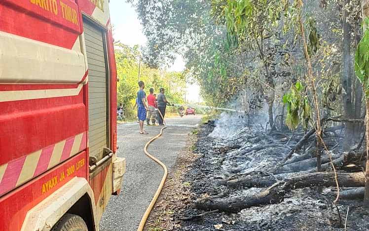 Warga dan Petugas Pemadam Berhasil Kendalikan Kebakaran Lahan di Desa Dorong