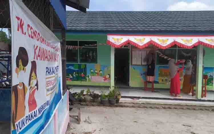 TK di Desa Telaga Baru Ini Bertekad Taat Aturan Pencegahan Covid-19