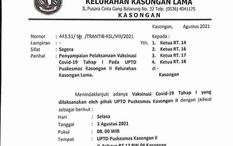 Lurah Kasongan Lama Minta Warganya Ikut Vaksinasi Covid-19