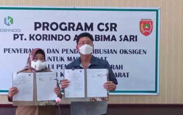 Bupati Kobar dan Direktur PT Korindo Tandatangani MoU Pengisian Tabung Oksigen Bagi Pasien Isoman Covid-19
