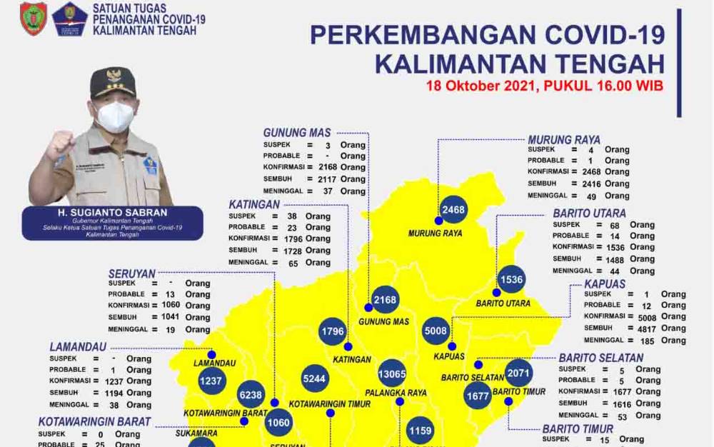 Kasus Covid-19 di Kalteng Hari ini Bertambah 13, Pasien Sembuh Tambah 24