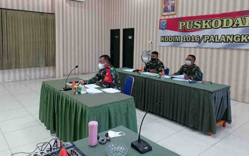Kodim Palangka Raya Ikuti Rapat Evaluasi Program Kerja dan Anggaran