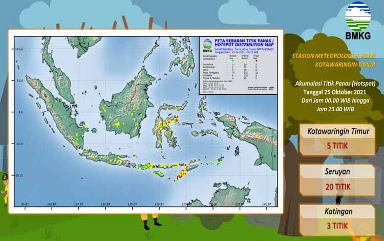 Satelit BMKG Kembali Deteksi 5 Titik Panas di Kotim
