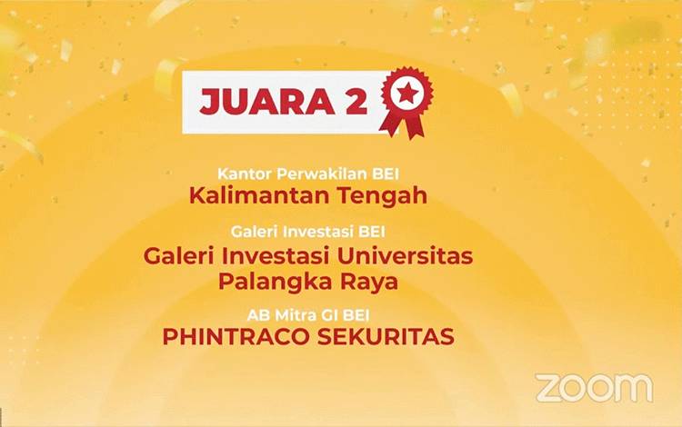 Penghargaan Galeri Investasi BEI, Kalteng Raih Dua Penghargaan
